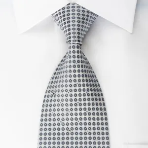 Daniel Hechter Rhinestone Silk Necktie Micro Dots On Silver With Sparkles