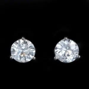 14K White Gold 2.12 CTW Sapphire Stud Earrings