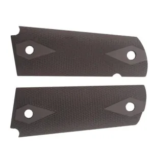 1911 Government-Commander 3-16" Thin Grips - Aluminum Checkered Matte Black Anodized