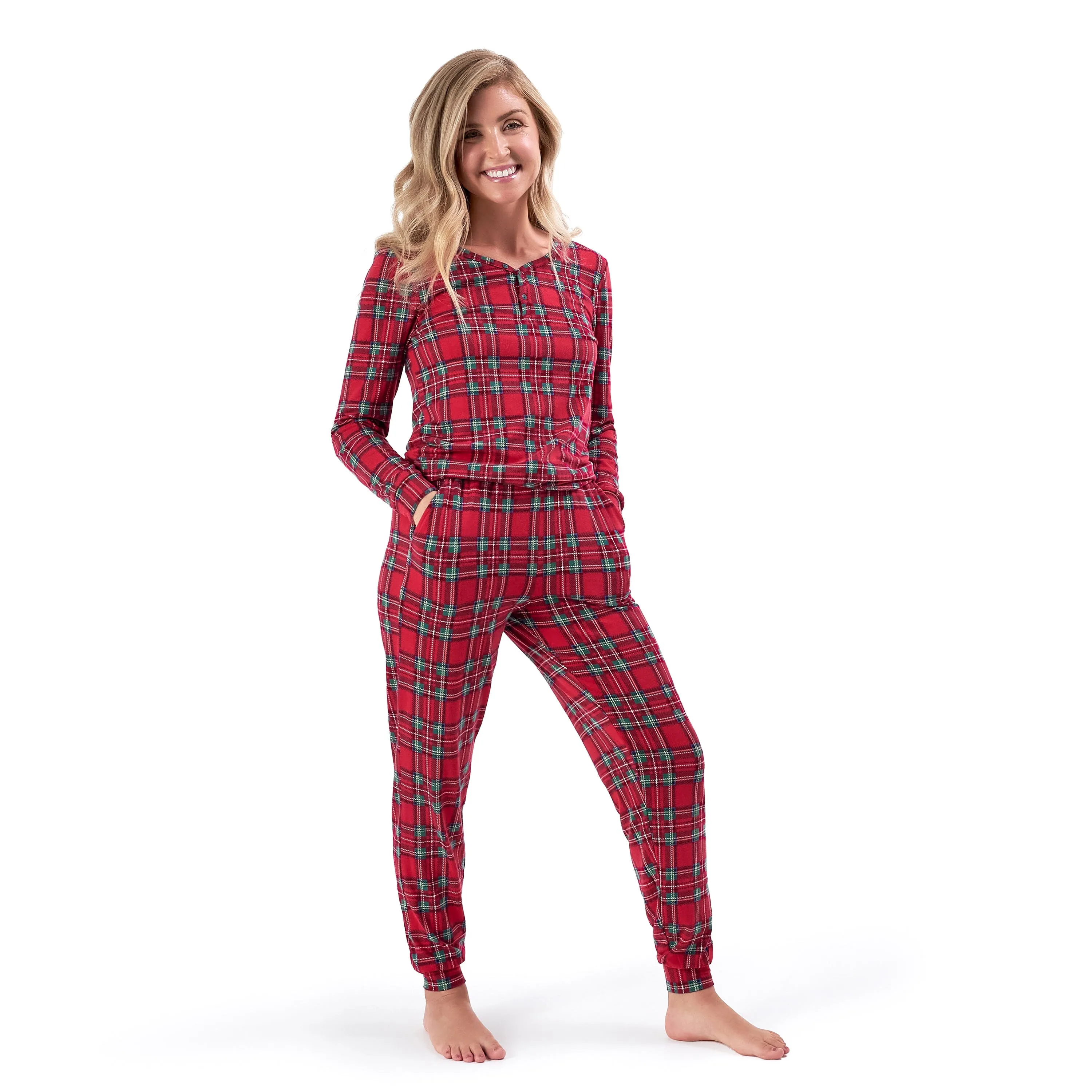 2-Piece Women's Stewart Plaid Hacci Pajama Set