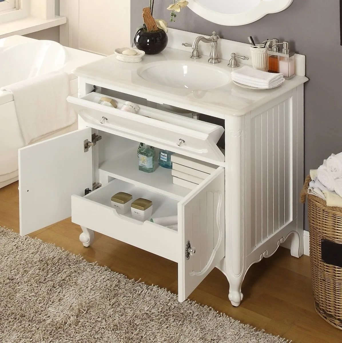 34 Inch White Charming Cottage Chic Knoxville Vanity