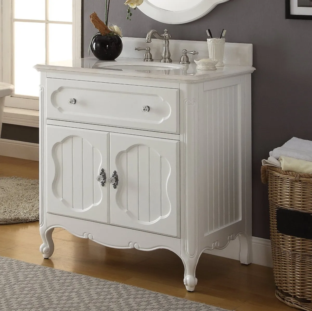 34 Inch White Charming Cottage Chic Knoxville Vanity