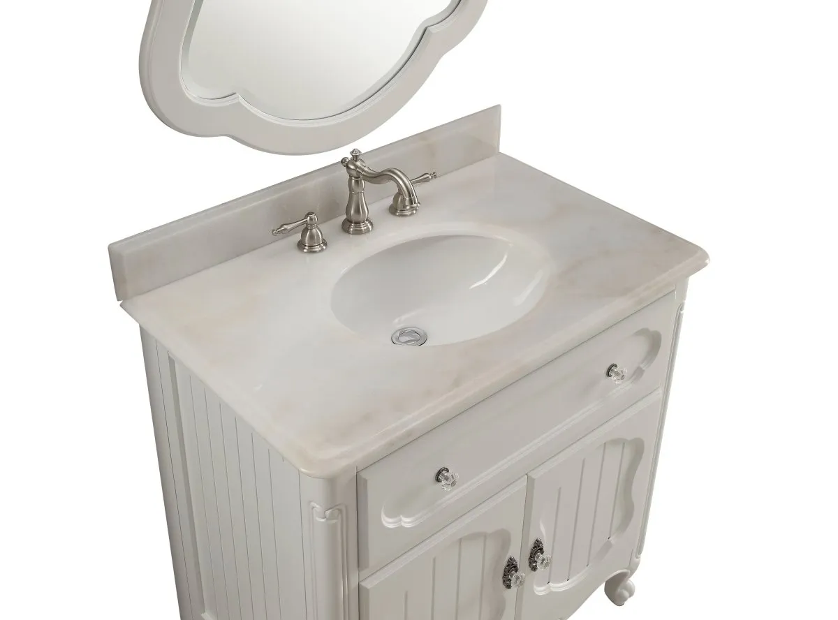 34 Inch White Charming Cottage Chic Knoxville Vanity