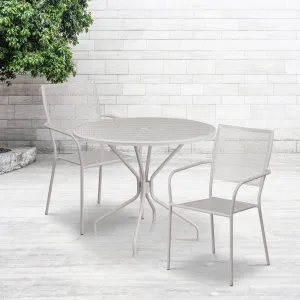 35.25RD Gray Patio Table Set CO-35RD-02CHR2-SIL-GG