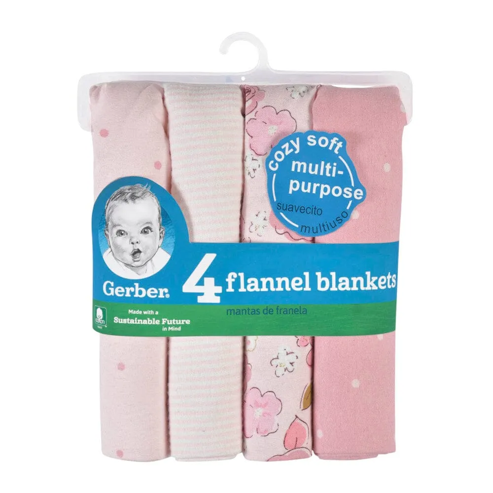 4-Pack Baby Girls Princess Flannel Receiving Blankets