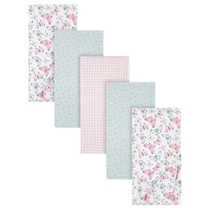 5-Pack Baby Girls Butterfly Flannel Receiving Blankets