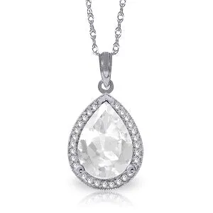 5.61 Carat 14K Solid White Gold It Is Near White Topaz Diamond Necklace