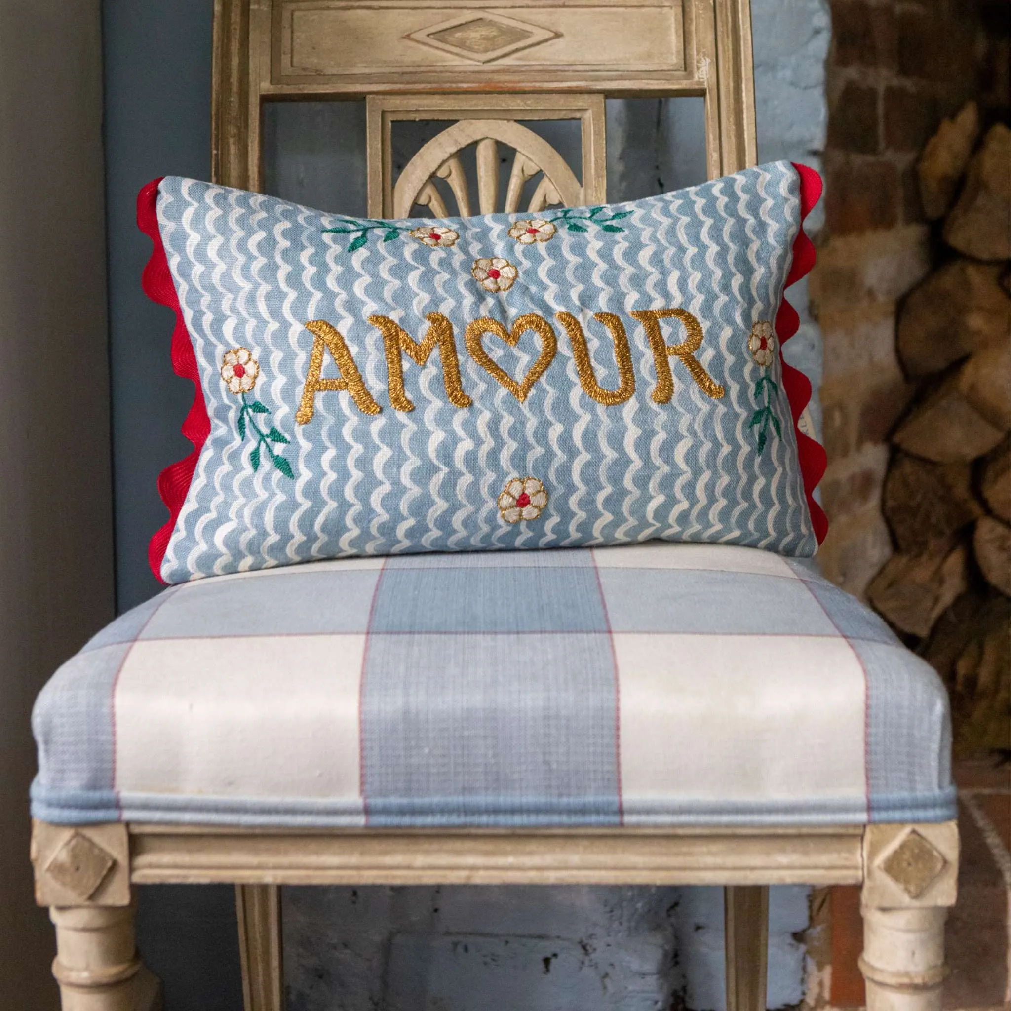 Amour Oblong Cushion Blue