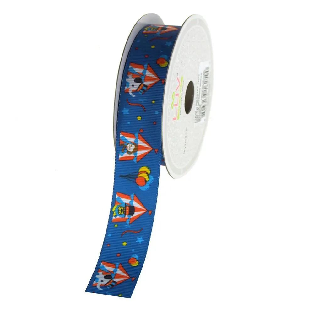 Animals Circus Tent Grosgrain Ribbon, 7/8-Inch, 10 Yards