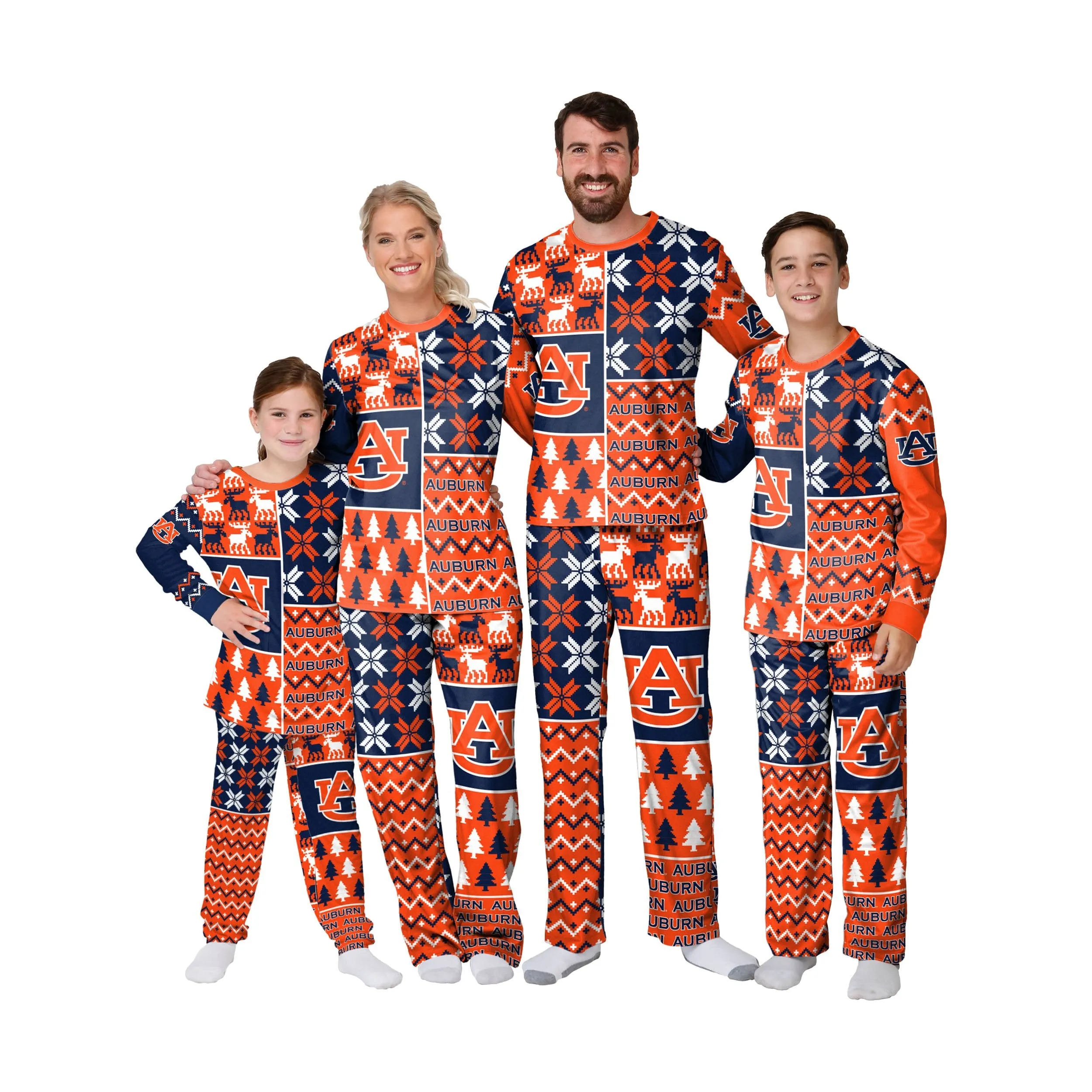 Auburn Tigers NCAA Busy Block Family Holiday Pajamas