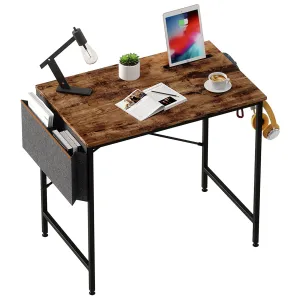 Bestier 32 Inches Modern Simple Office Study Desk with Storage Bag, Rustic Brown