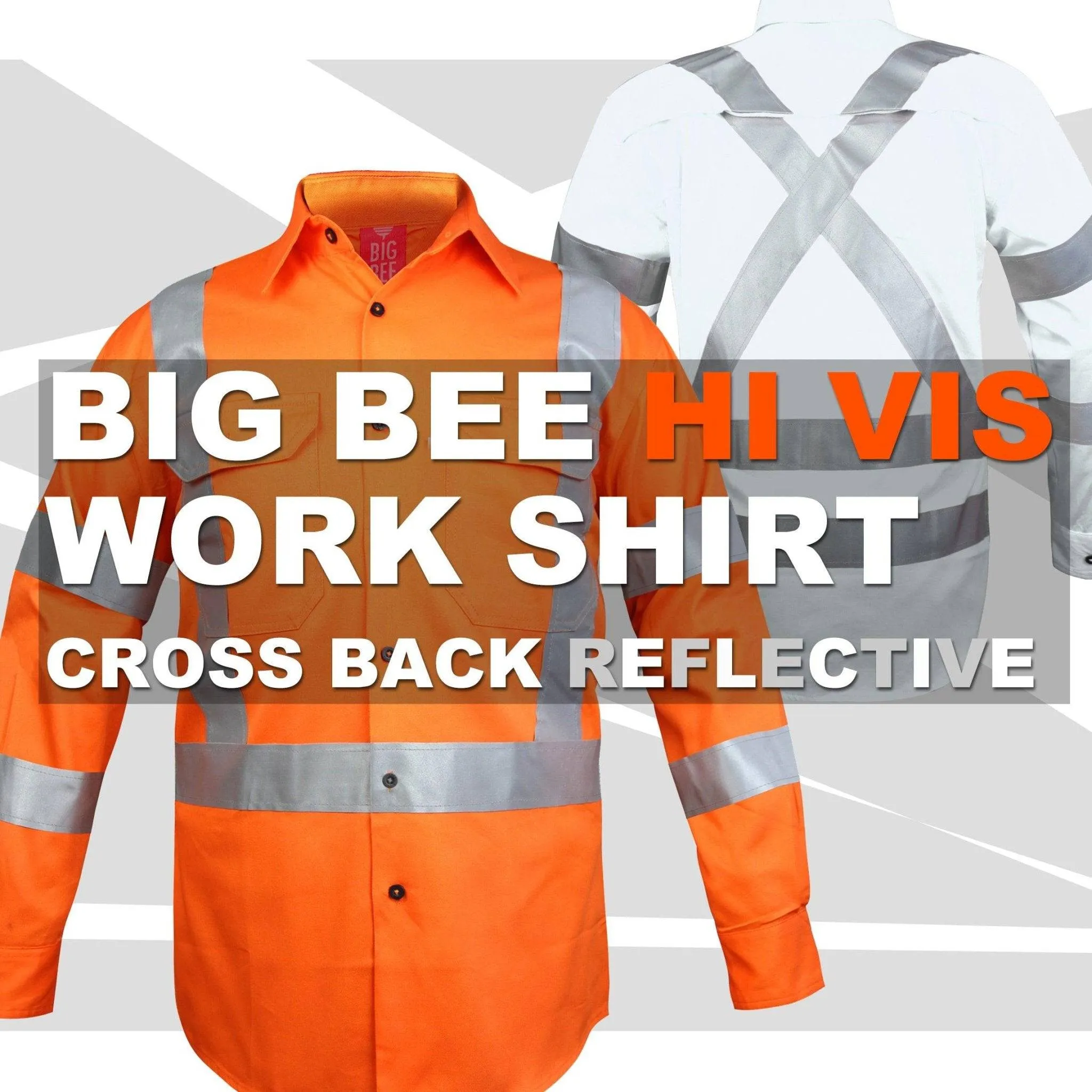 Big Bee Hi Vis Shirts Cross Back Reflective, NSW QLD Rail Shirt