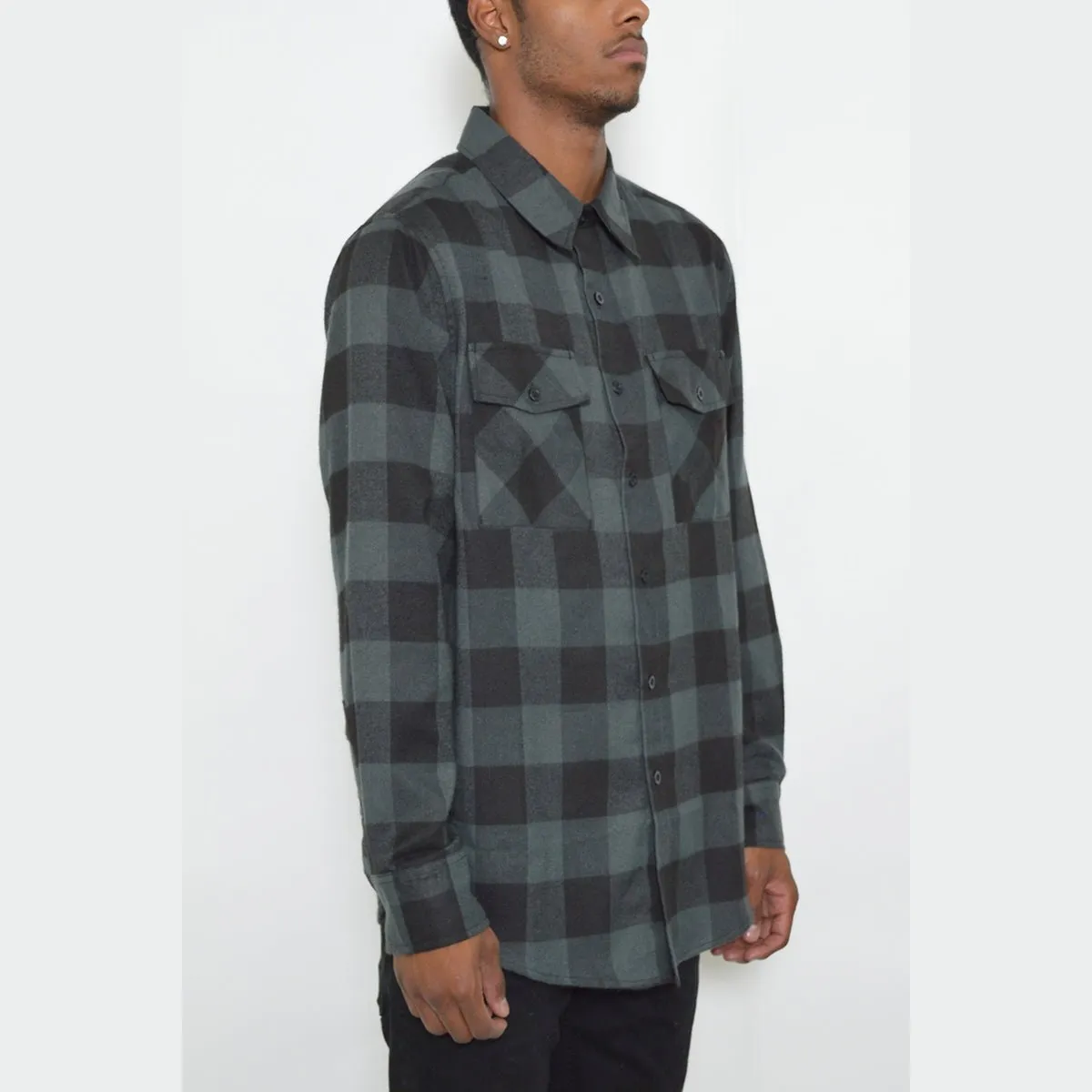 Black & Grey Checkered Flannel Shirt