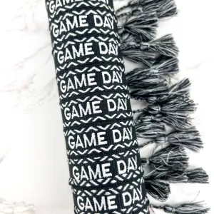 Black and White Game Day Embroidered Bracelet