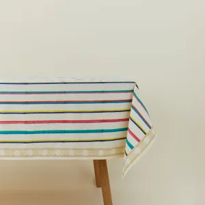 Block Printed Tablecloth - Block Printed Multi Stripe