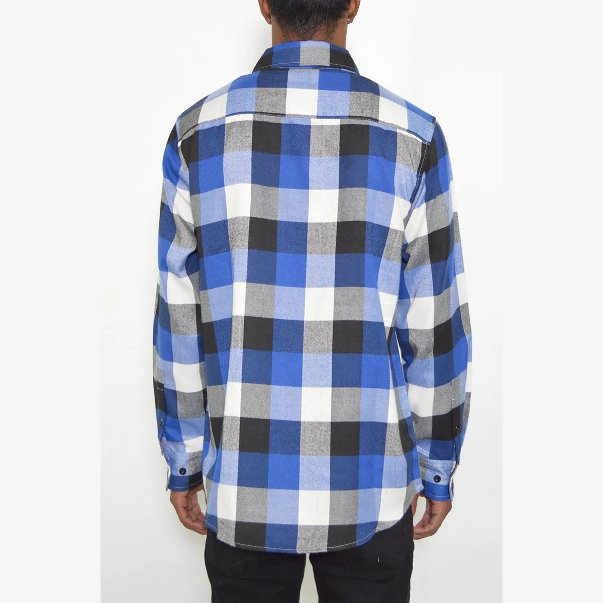 Blue & Black Checkered Flannel Shirt