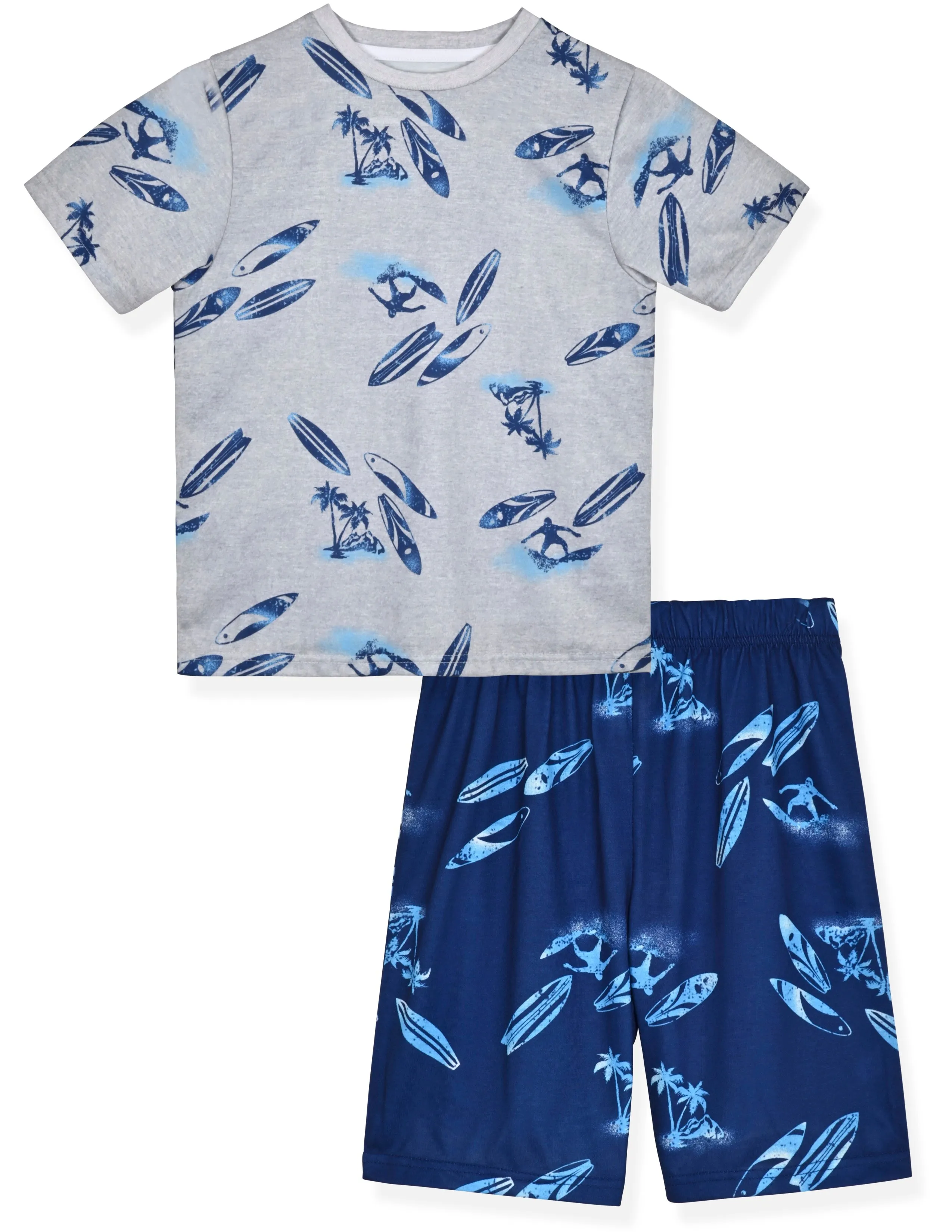 Boys 2-Piece Short-Sleeve Jersey Pajama Shorts Set- Surfer.