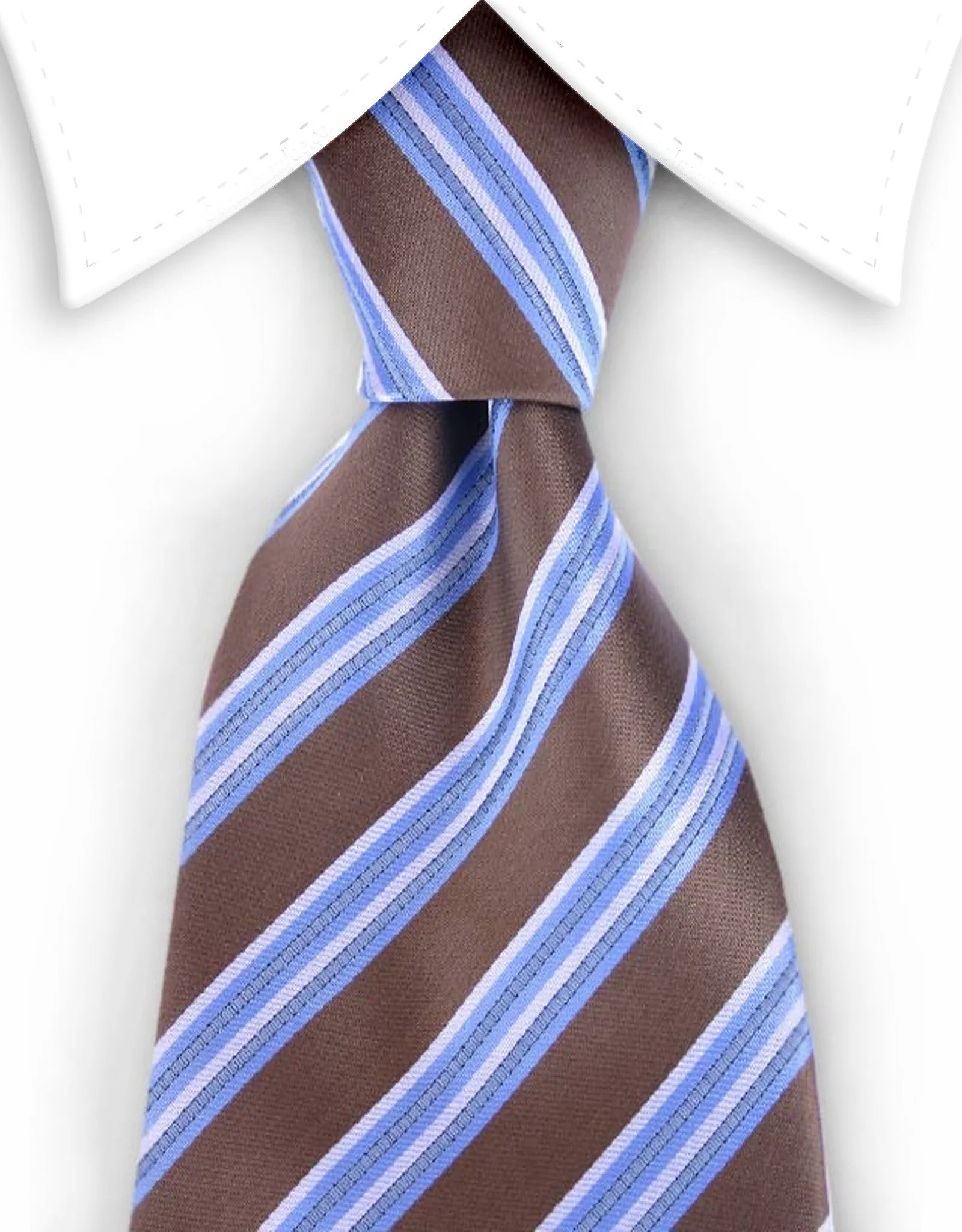 Brown and Blue Striped 4" Wide Necktie