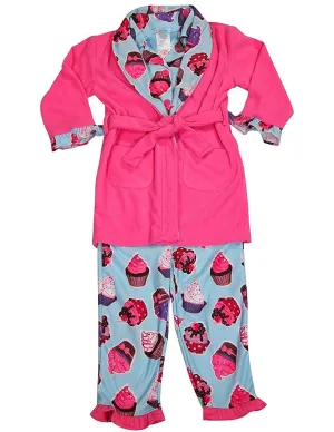 Bunz Kidz - Baby Girls 3 Piece Robe and Pajama Set