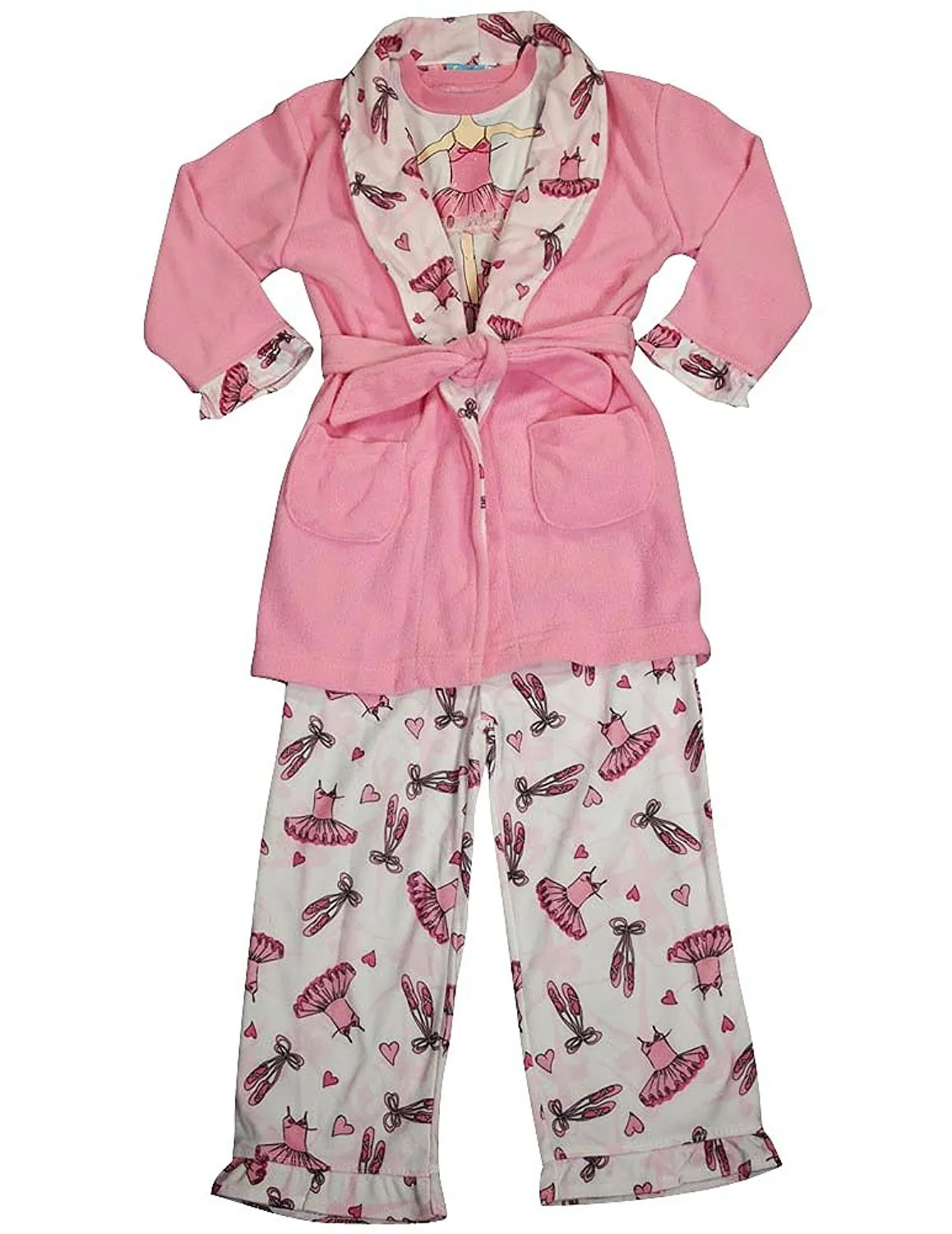 Bunz Kidz - Baby Girls 3 Piece Robe and Pajama Set