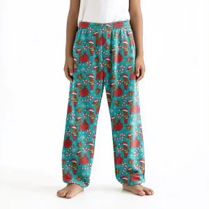 Candy Cane King  (Teal) Coral Fleece Pajama Pants (8-15Y)