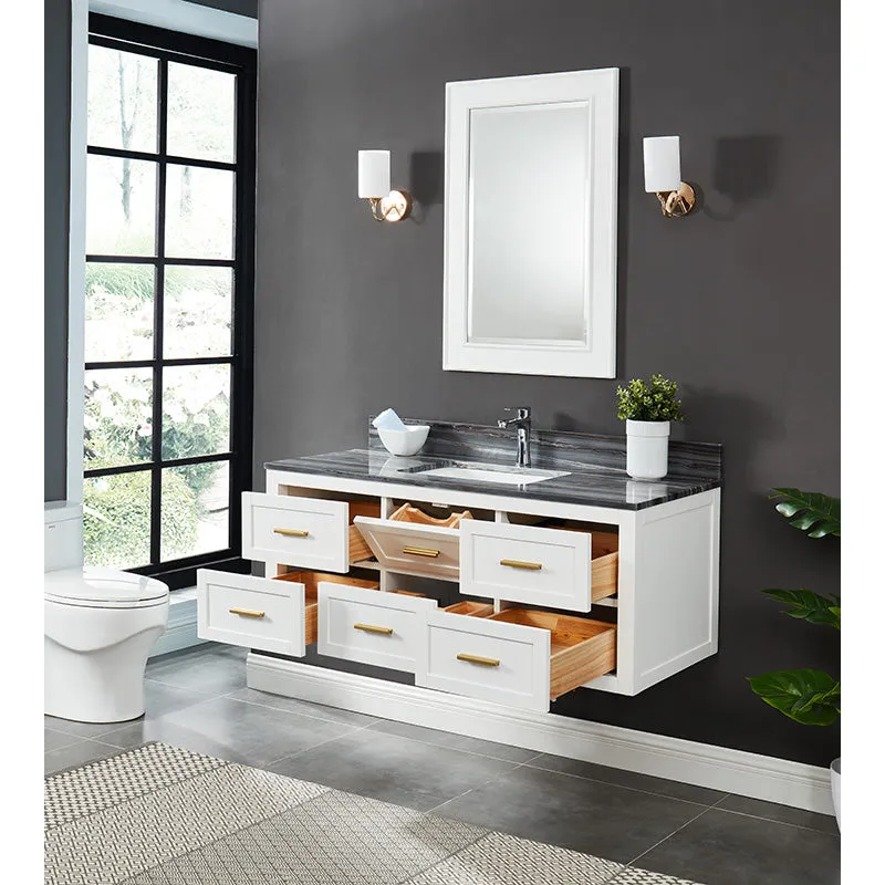 Caulder Dove White Freestanding Vanity Cabinet with Single Basin Integrated Sink and Countertop - Six Drawers (49" x 34.5" x 22")