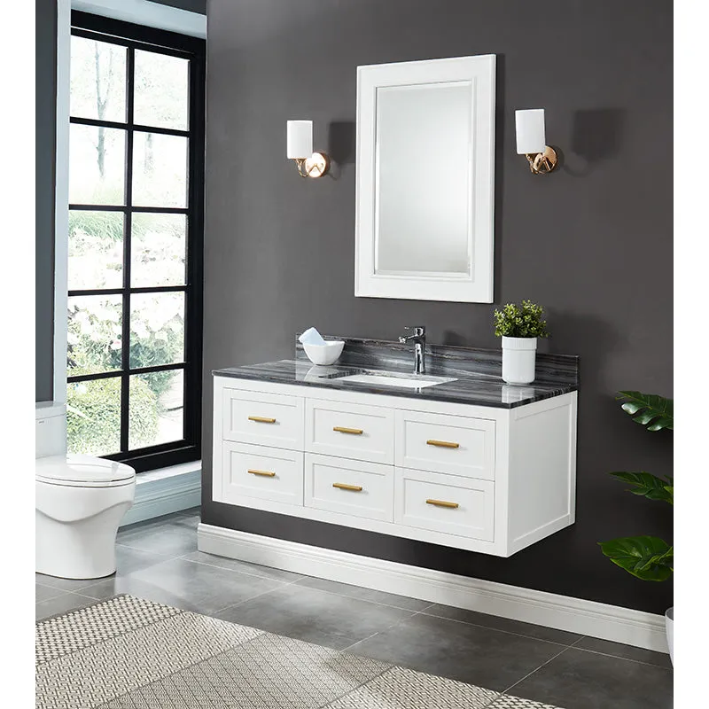 Caulder Dove White Freestanding Vanity Cabinet with Single Basin Integrated Sink and Countertop - Six Drawers (49" x 34.5" x 22")