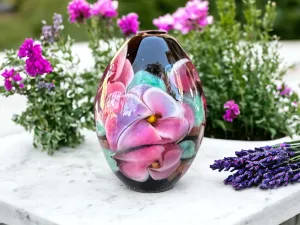 Charming Pink Floral Lampwork Focal Bead SRA