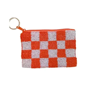 Checkered Orange/White Keychain Pouch V6