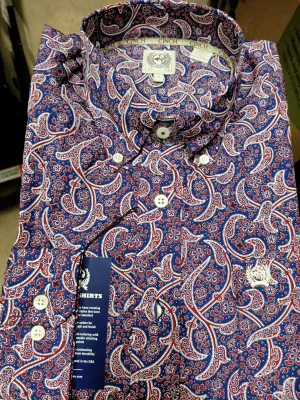 Cinch Mens Navy/Red Paisley Print L/S Shirt - MTW1104739 - Size S