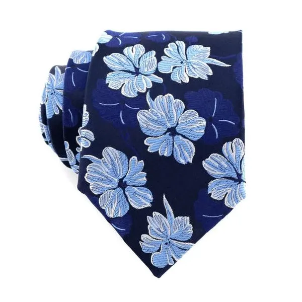 Classy Men Blue Floral Silk Tie