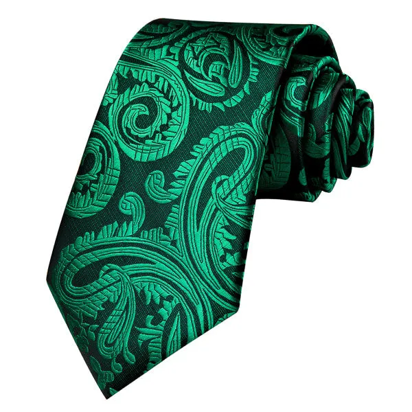 Classy Men Green Floral Paisley Silk Tie