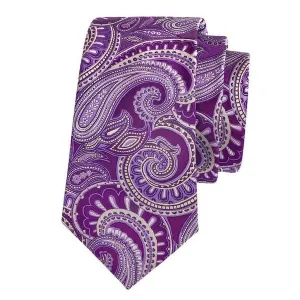 Classy Men Purple White Paisley Silk Tie