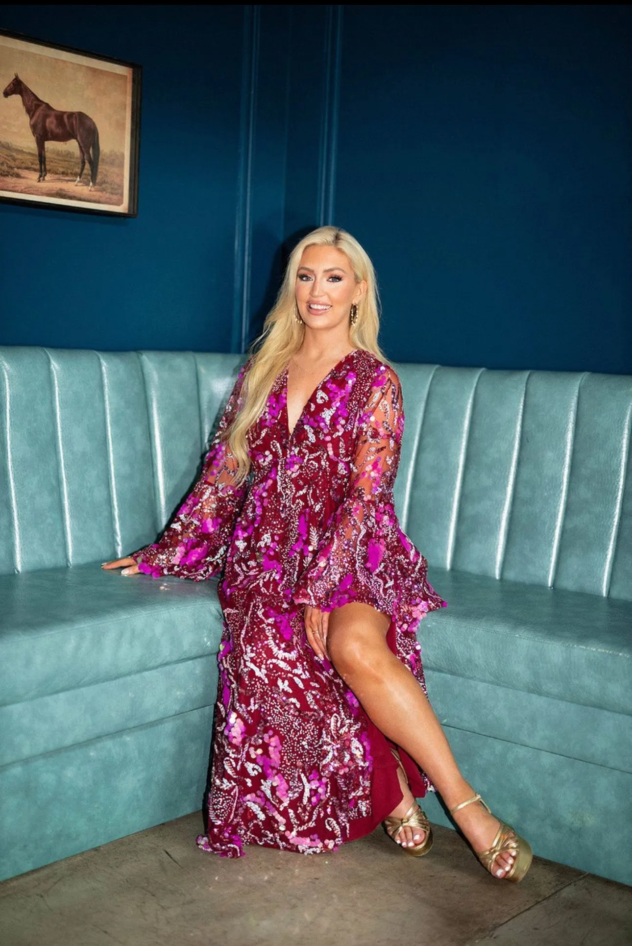 Colette Long Sleeve Maxi Dress-Vino