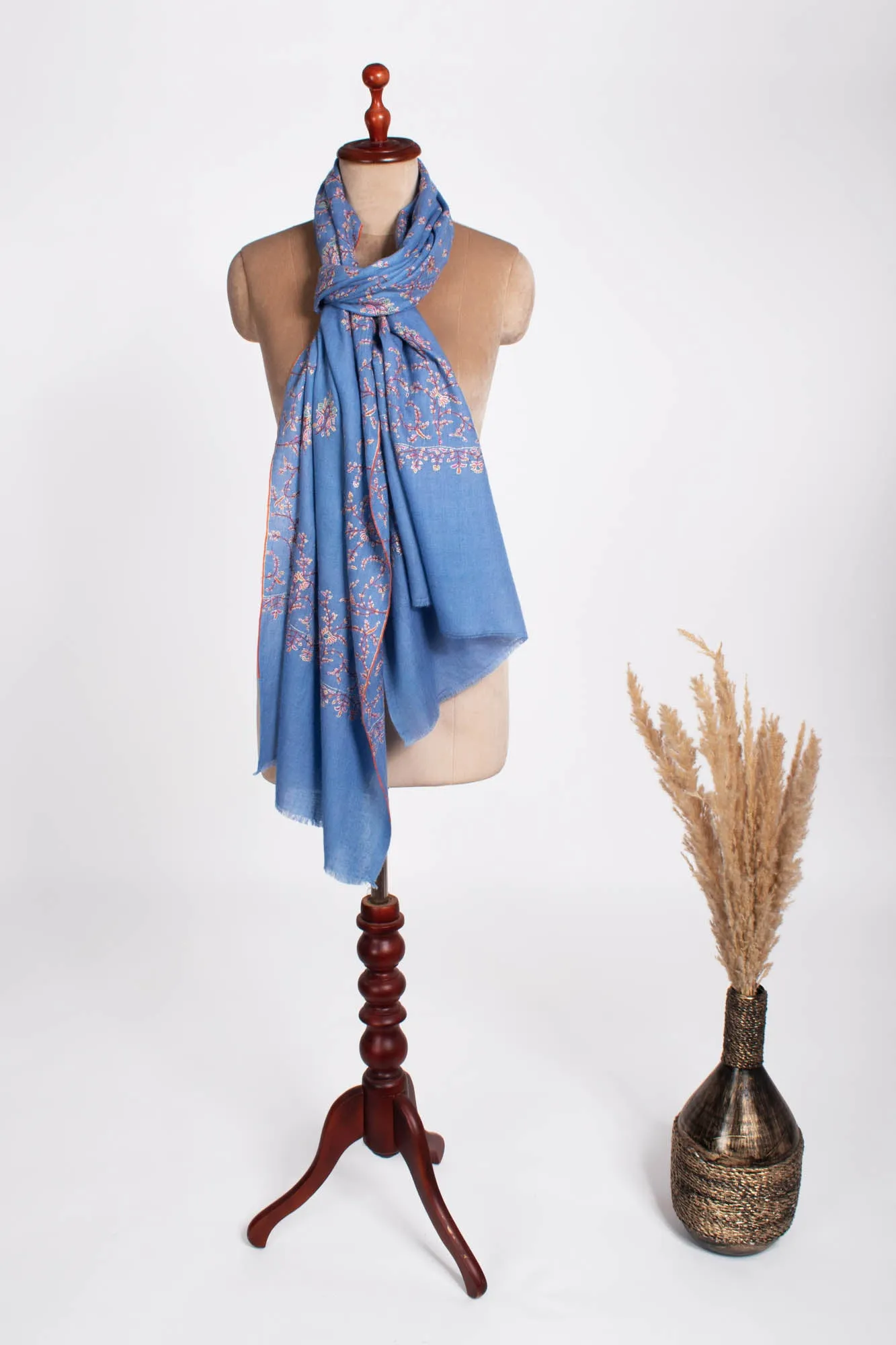 Cornflower Blue Artistic Cashmere Scarf Women - KODIAK