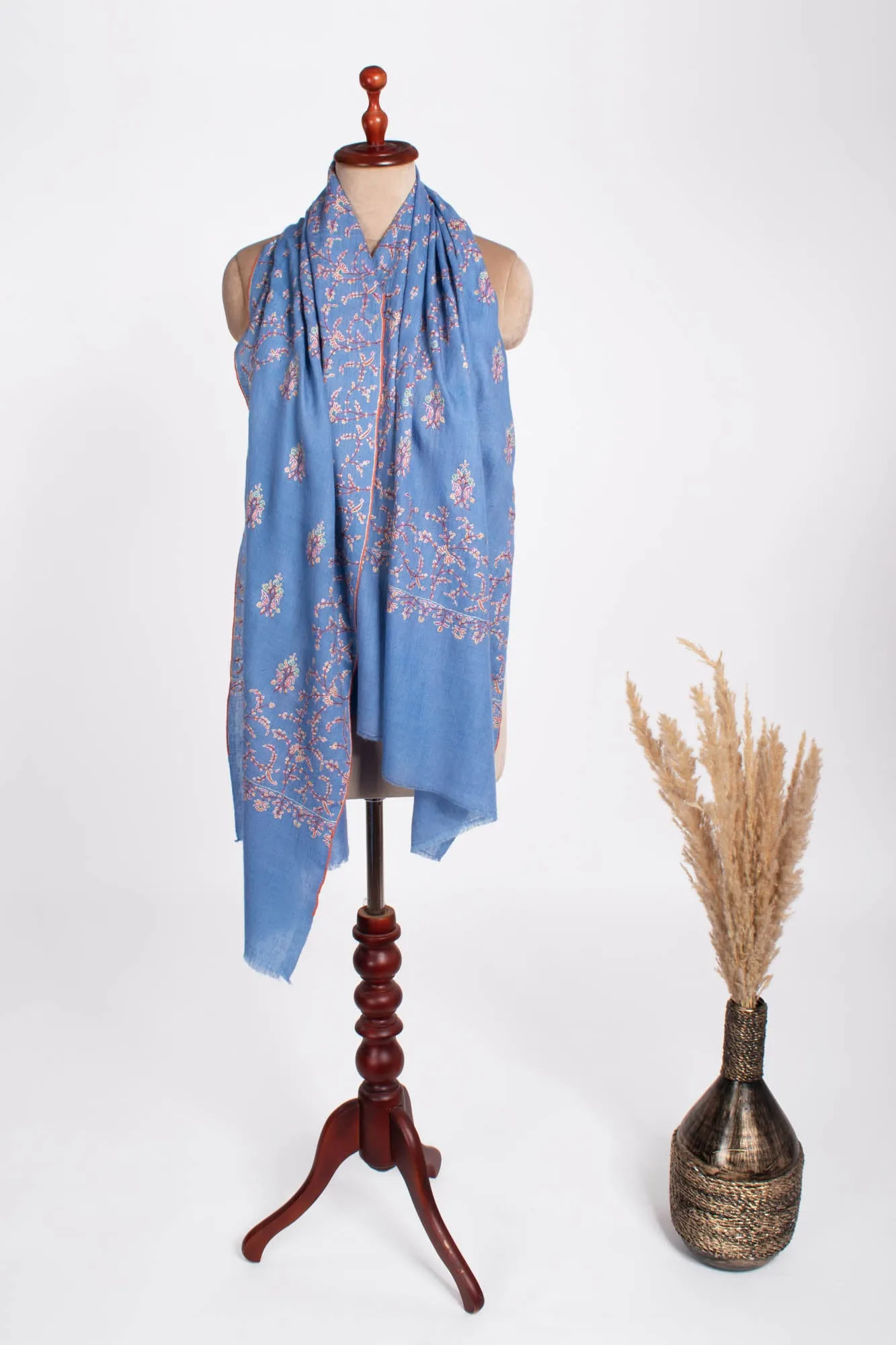 Cornflower Blue Artistic Cashmere Scarf Women - KODIAK