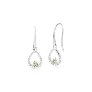 Damen 9 Karat Weiss Gold Einzeln Peridot & Diamant Birne Tropfen-Ohrringe