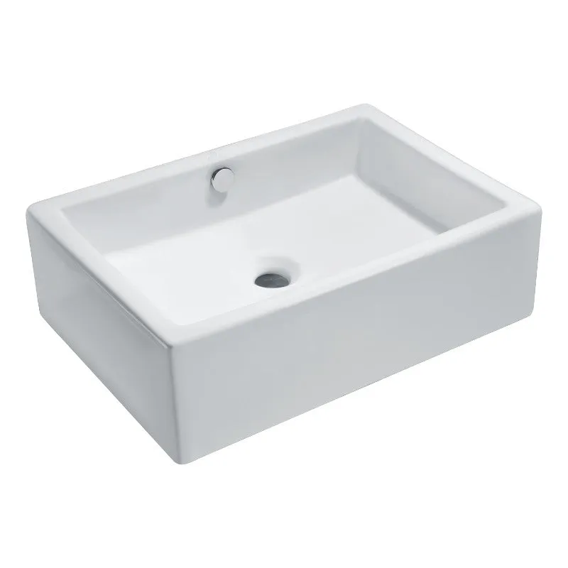 Deux 20.25" Vessel Bathroom Sink in White