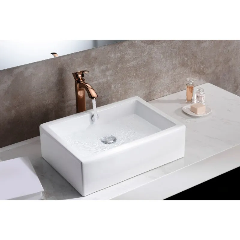 Deux 20.25" Vessel Bathroom Sink in White