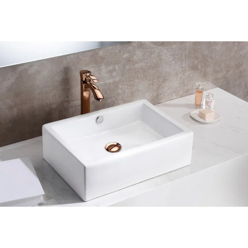 Deux 20.25" Vessel Bathroom Sink in White