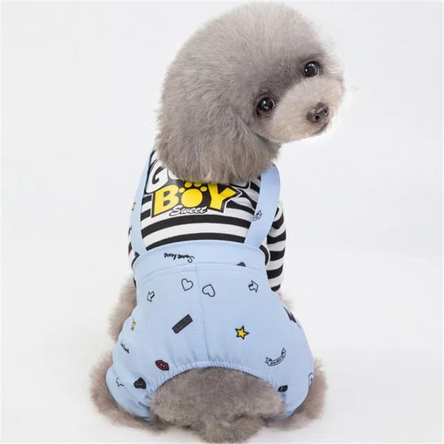 Dog Pajamas 100% Cotton Dog Pyjama Jumpsuit Clothes For Yorkies Chiwawa Cute Dog Overalls Pijama Pet Costume Pajamas For Dogs XL