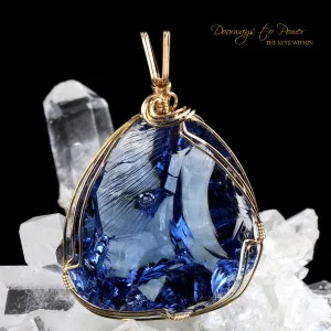 Elestial Sapphire Monatomic Andara Crystal Pendant 14k