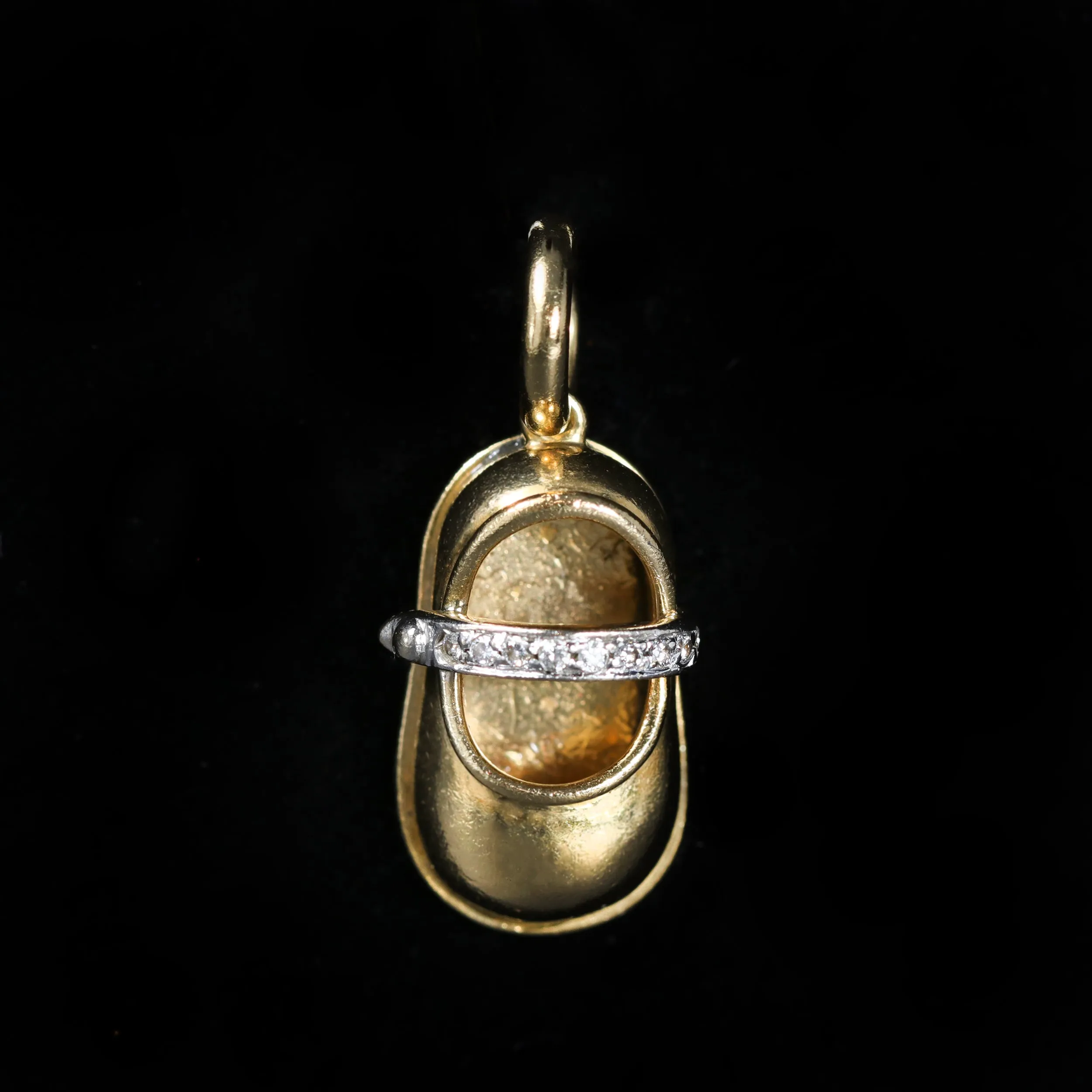 Estate Aaron Basha 18K Gold and Diamond Baby Shoe Charm