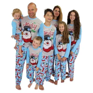 Family Matching Christmas Snowman Pajama Set Cute Cartoon Prints