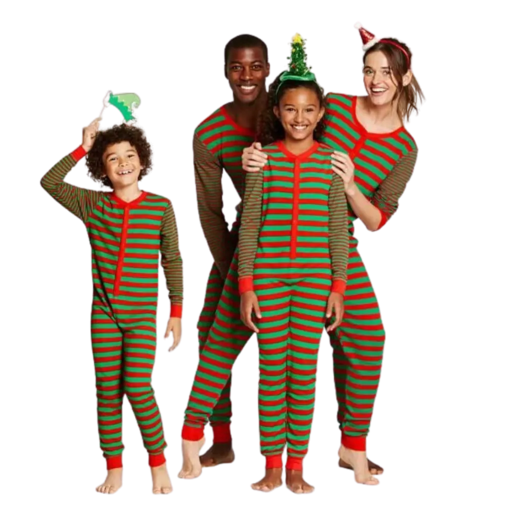 Family Matching One-Piece Striped Christmas Set