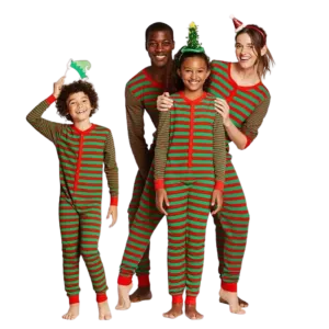 Family Matching One-Piece Striped Christmas Set