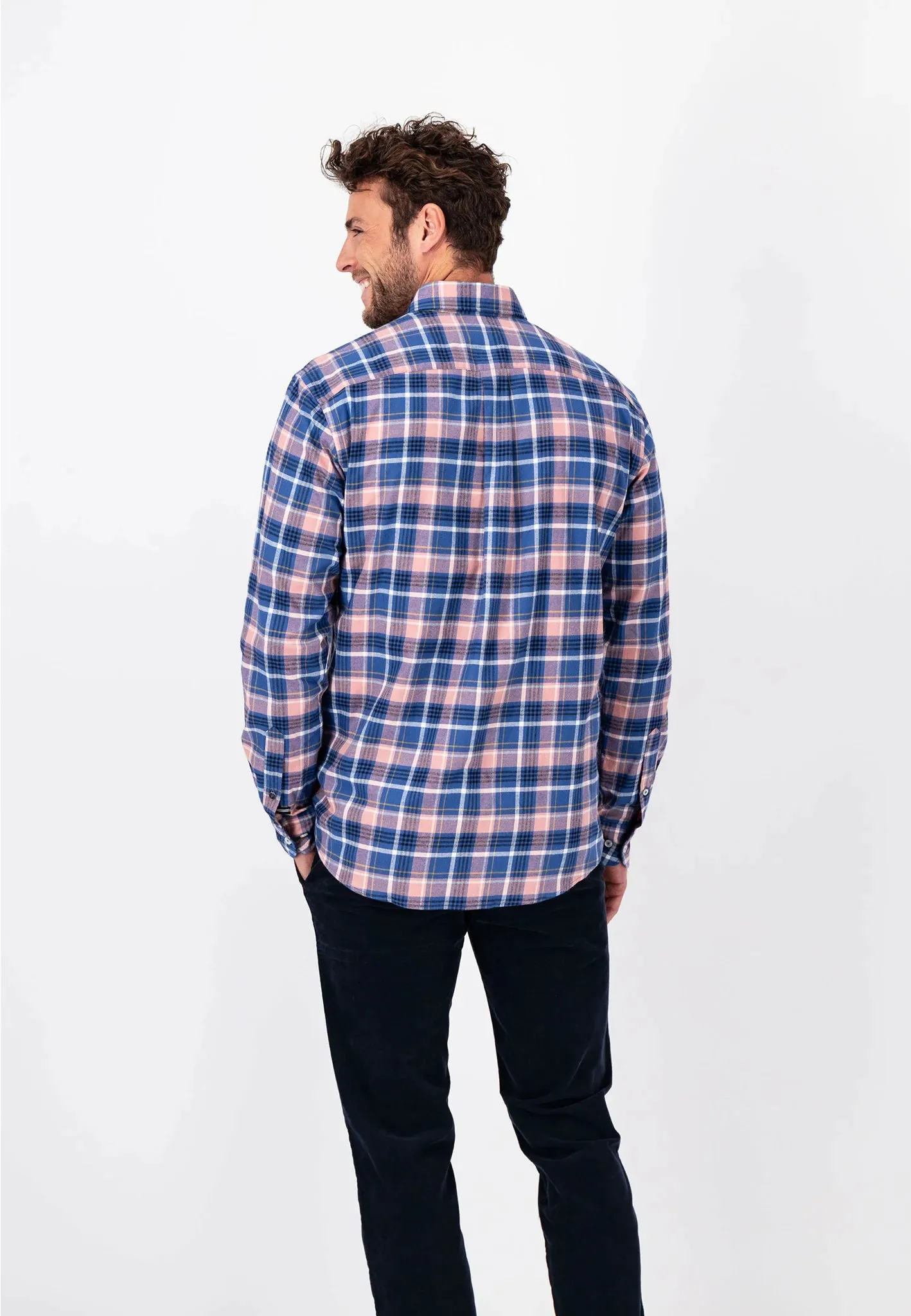 FYNCH HATTON Blue Checked Flannel Shirt