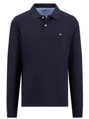 FYNCH HATTON Long Sleeve Polo Shirt - Men's Soft Cotton – Navy