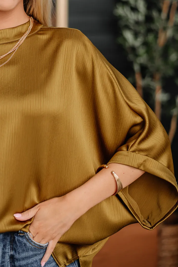 Get Together Oversized Satin Top | {Mustard}