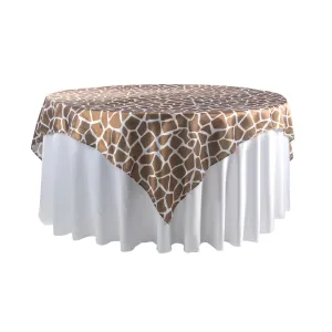 Giraffe Animal Print Square 72"x72" Satin Table Overlay